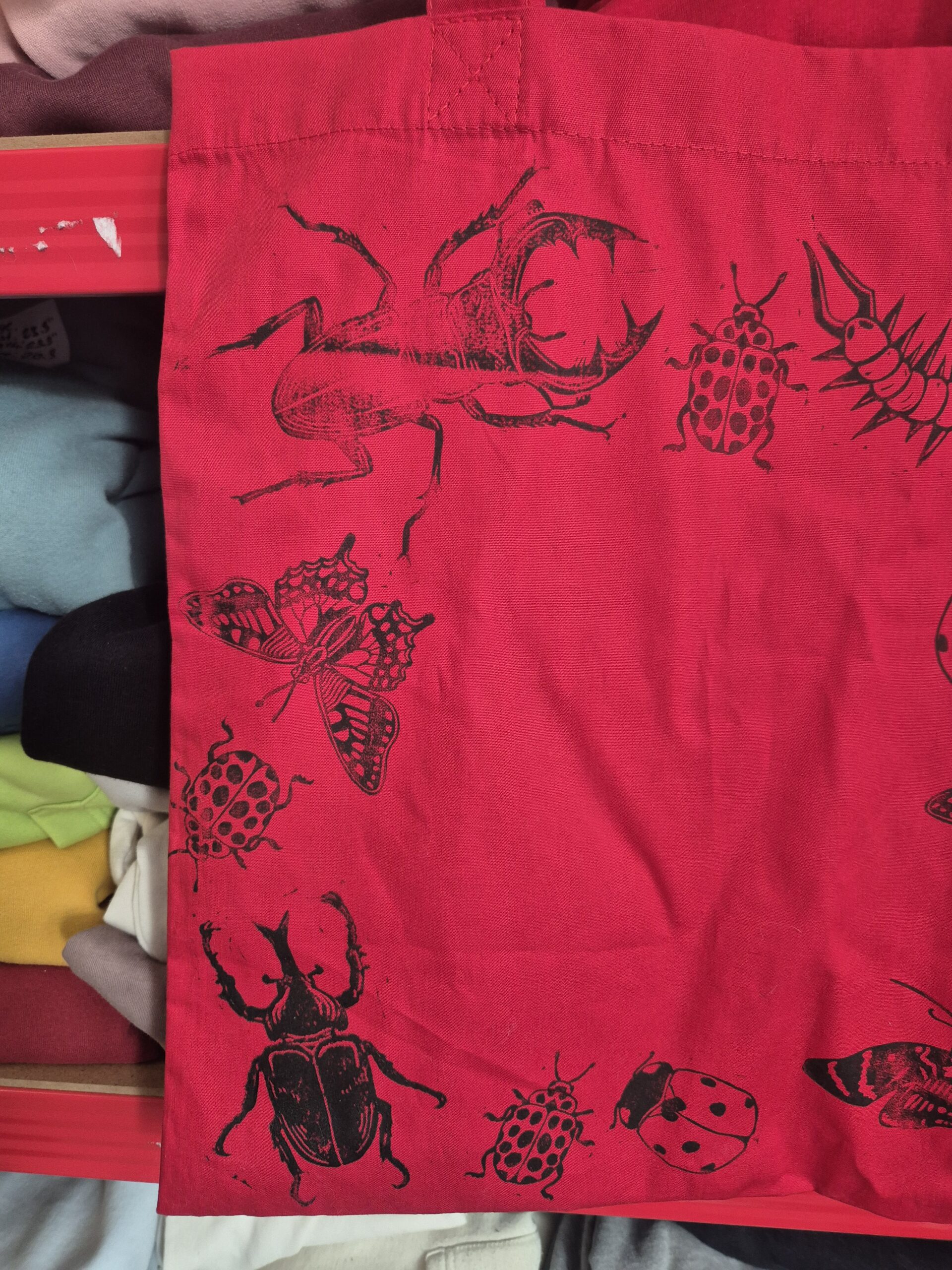 Bug Themed Red Tote Bag - Image 5