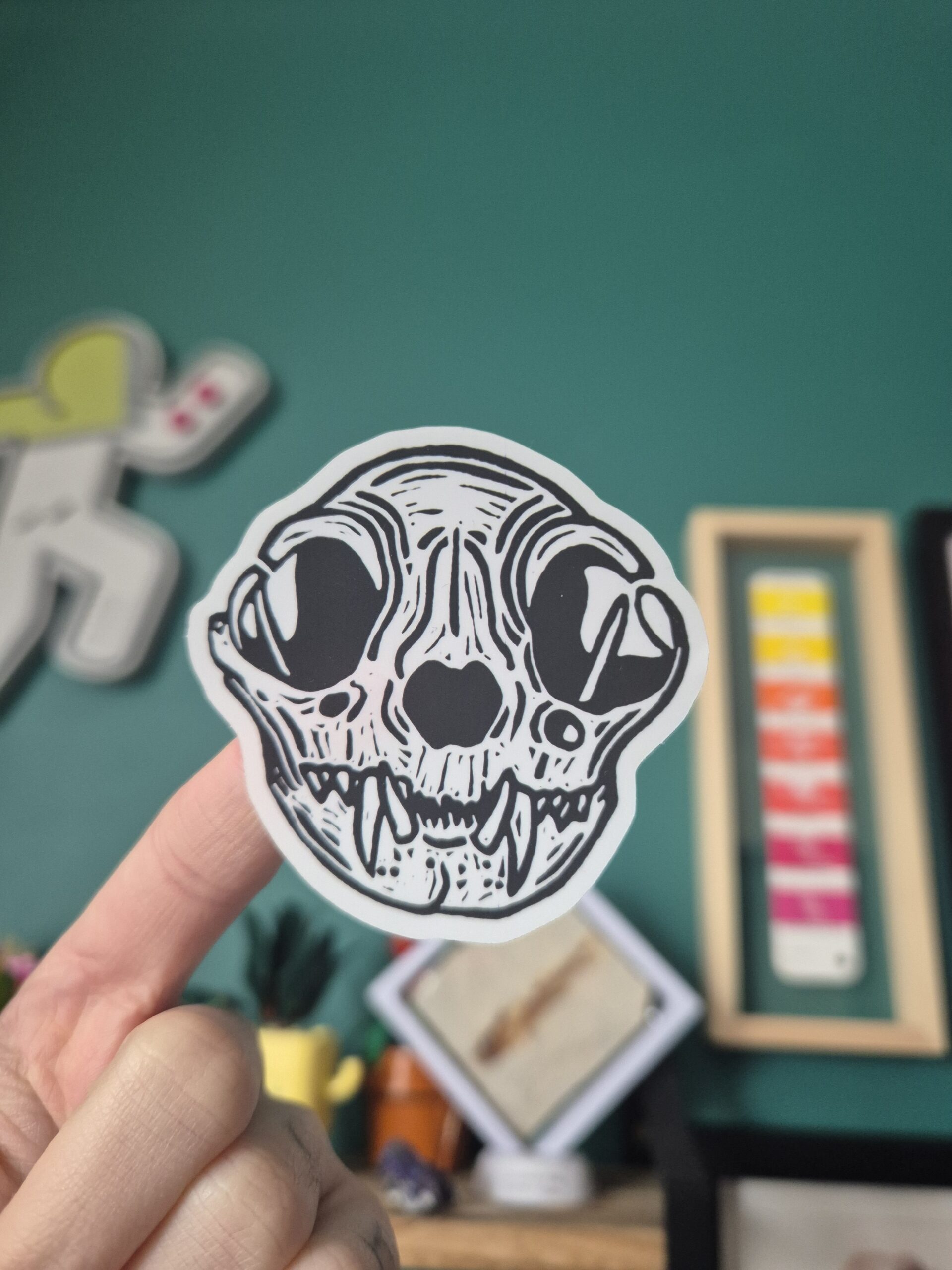 Cat Skull Vinyl Sticker