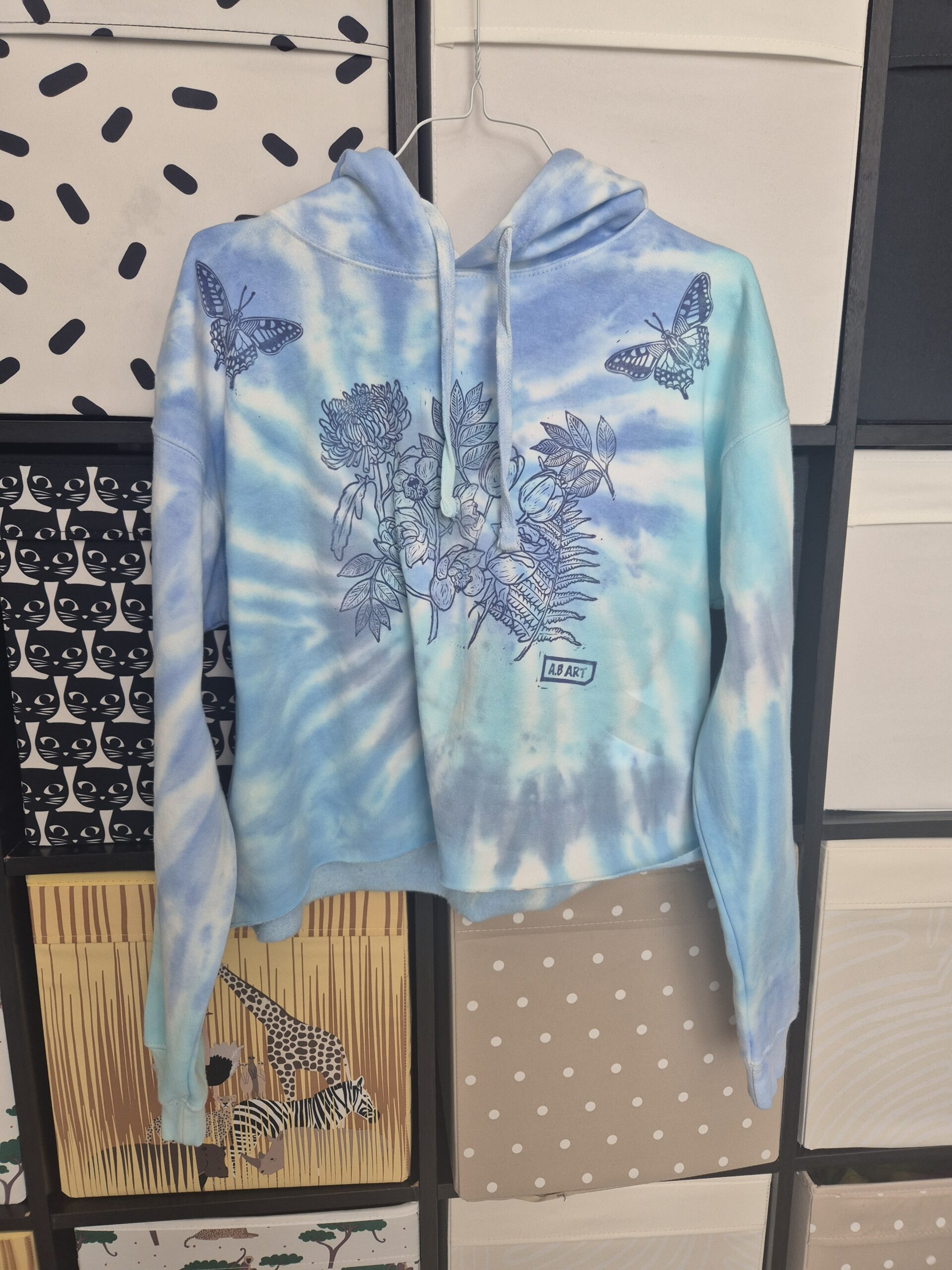 Floral Upcycled Tye Dye Hoodie – Size Medium
