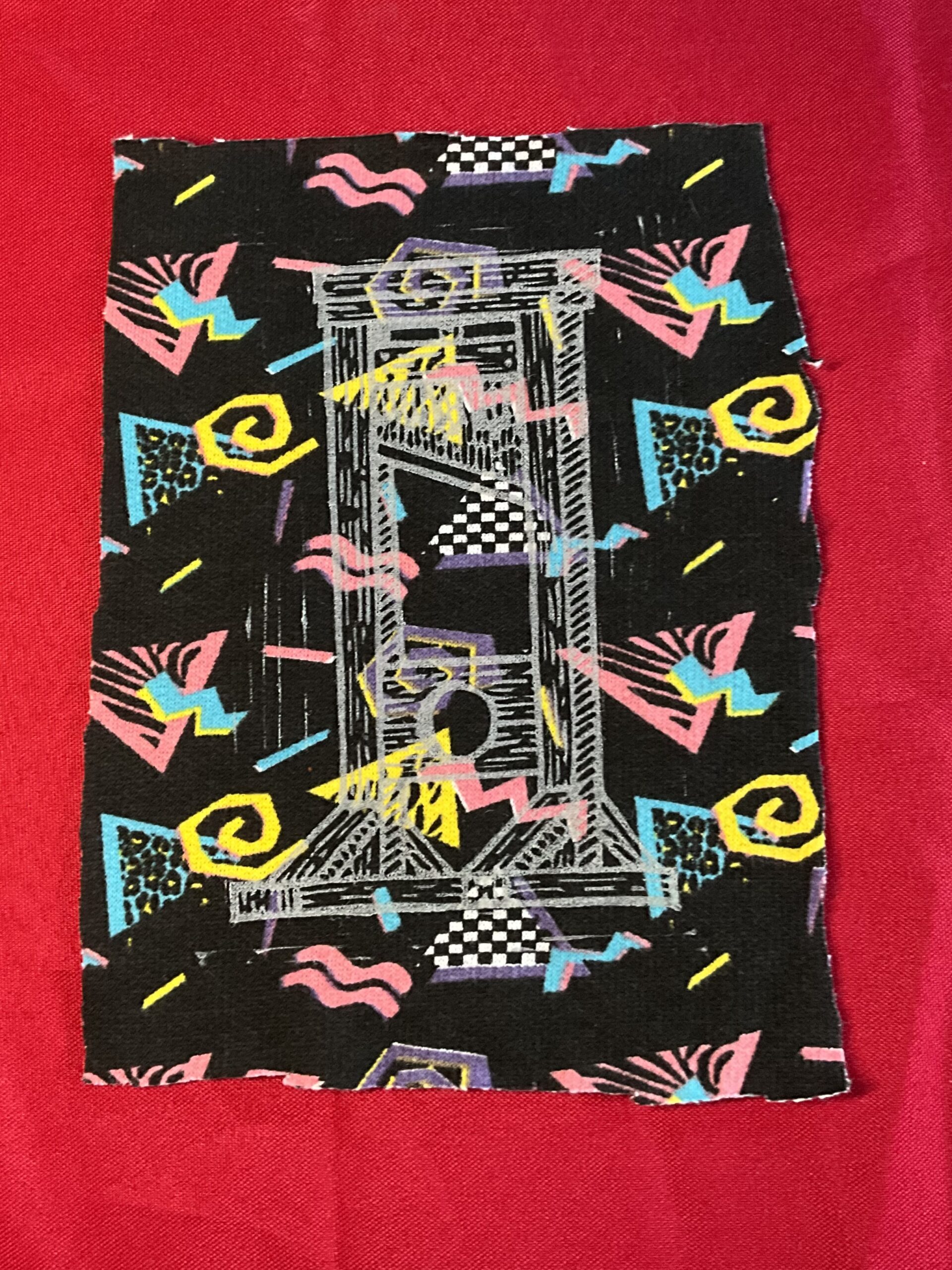 Black Patterned & White Guillotine Patch