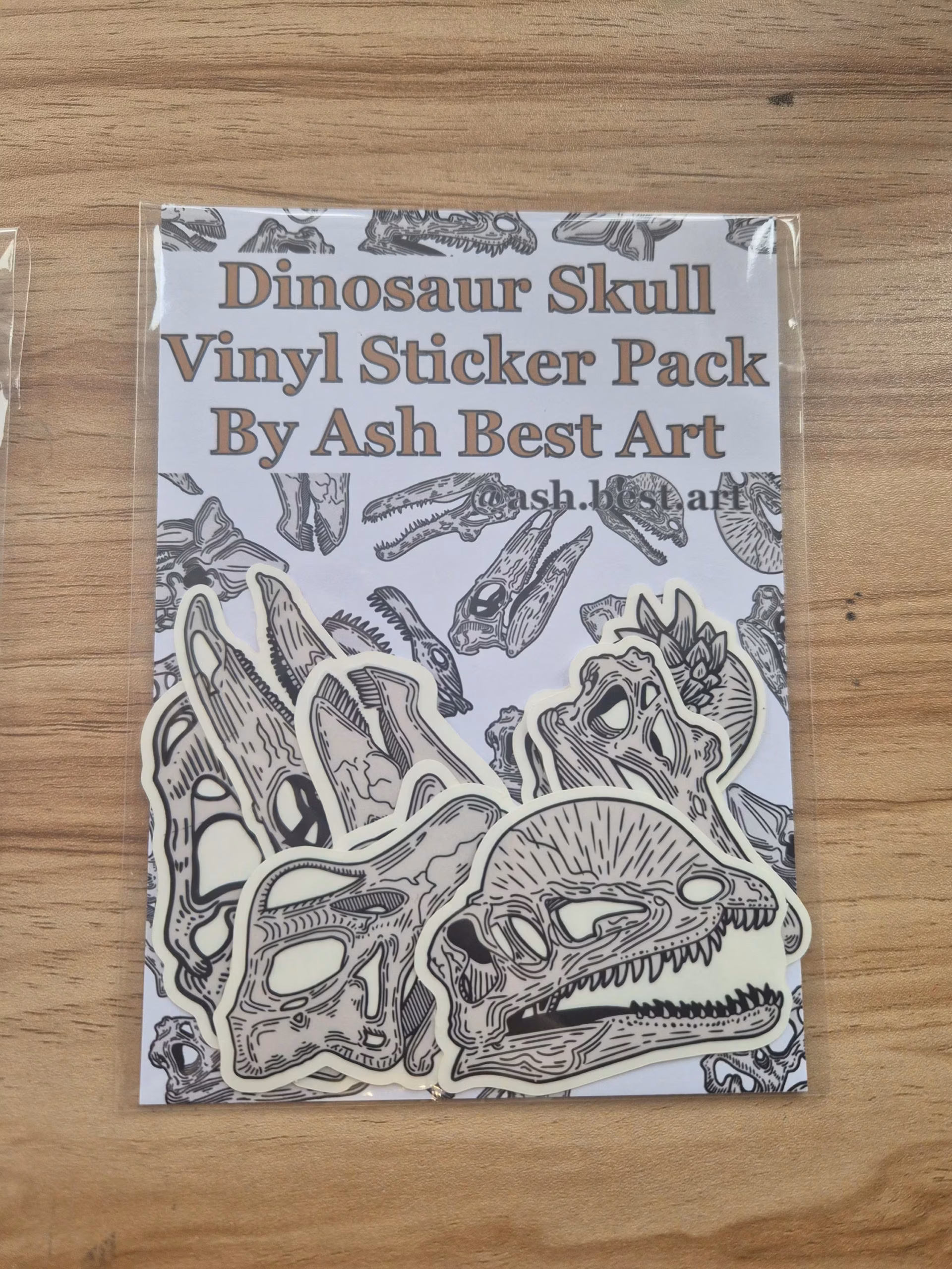 Dinosaur Skull Vinyl Sticker Pack – 8 Assorted Stickers