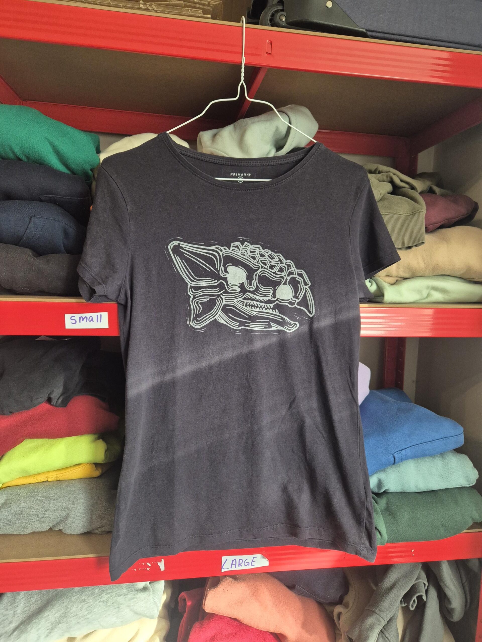 Black Ankylosaurus Upcycled T-shirt – size Small
