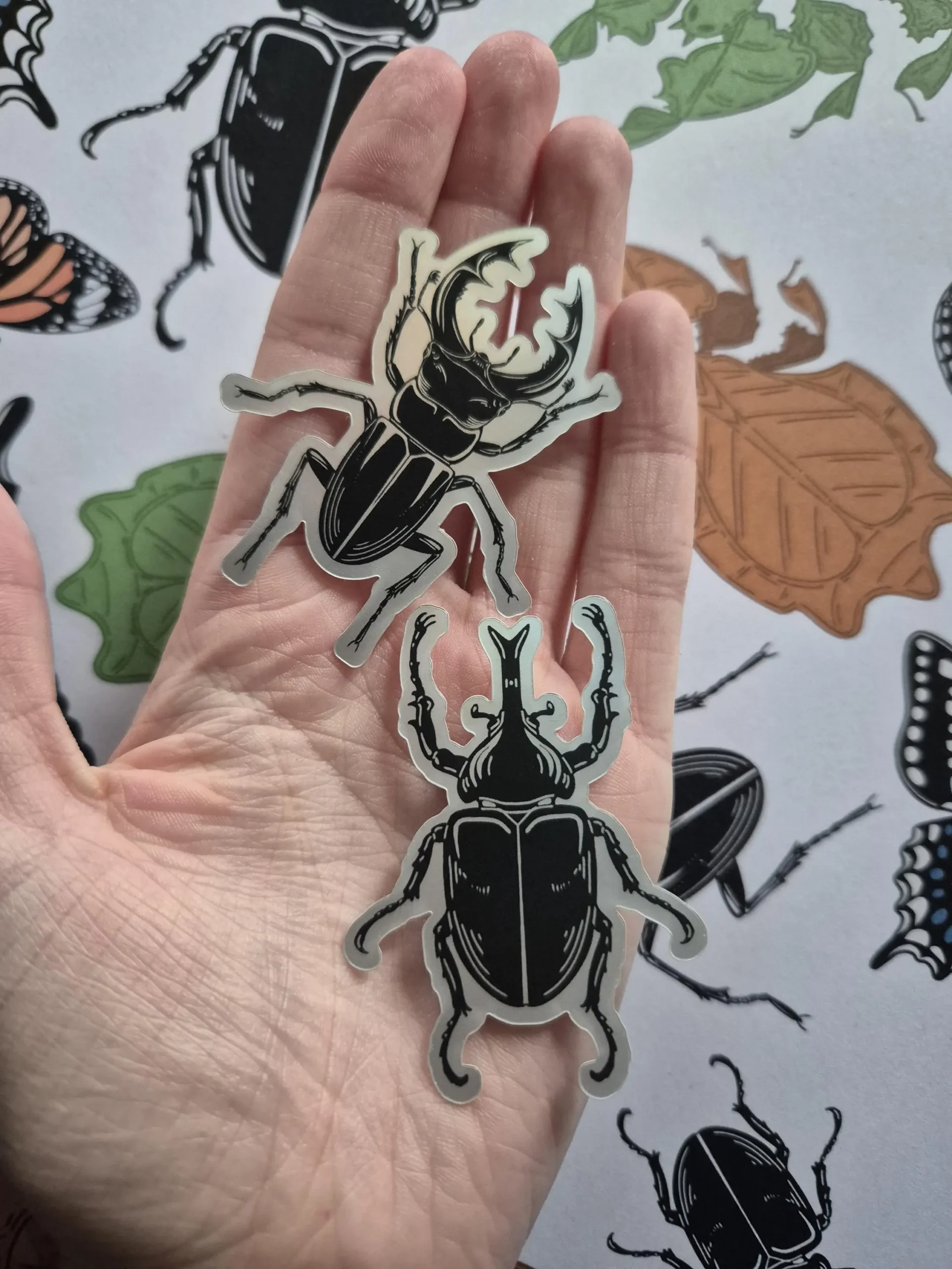 Beetle Holographic Vinyl Sticker – Rhino Beetle and Stag Beetle