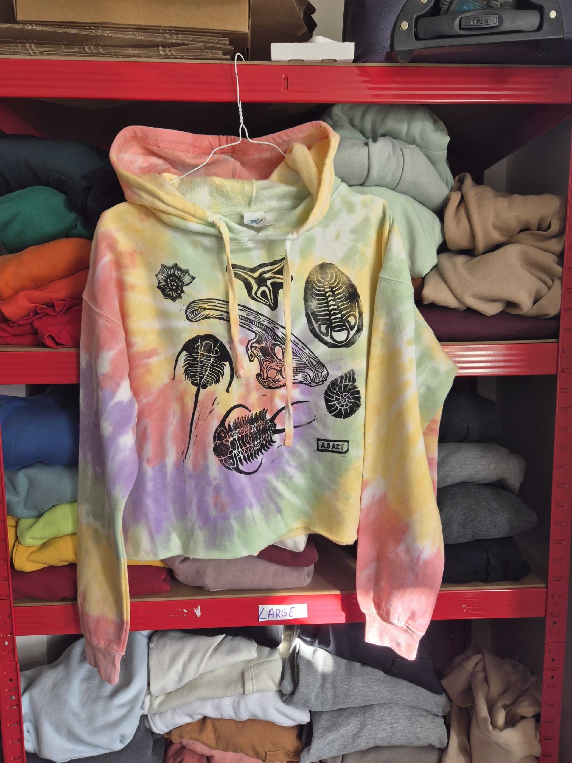 Parasaurolophus Upcycled Tye Dye Hoodie – Size Medium