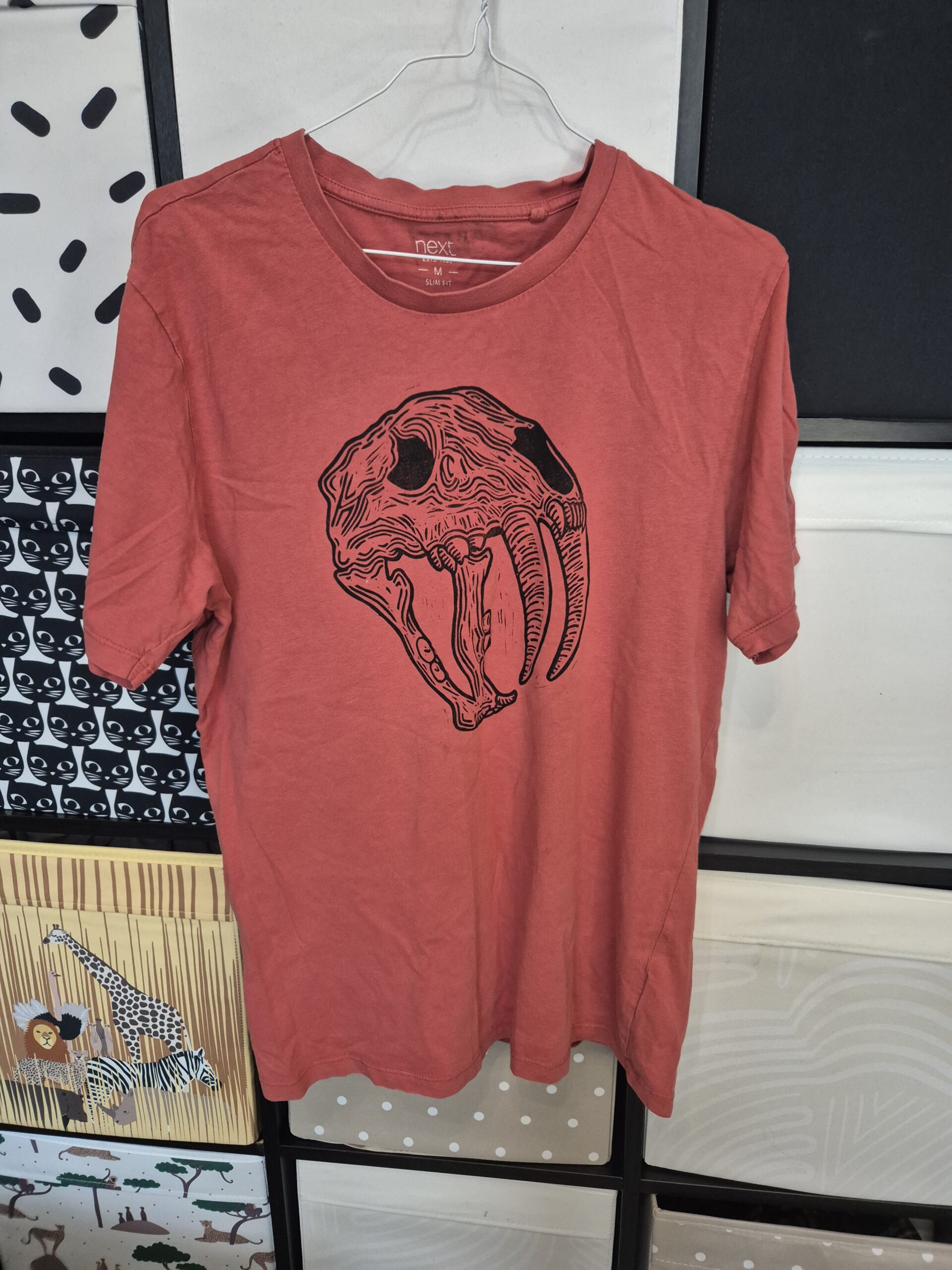 Salmon Smilodon Upcycled T-shirt – Size Medium
