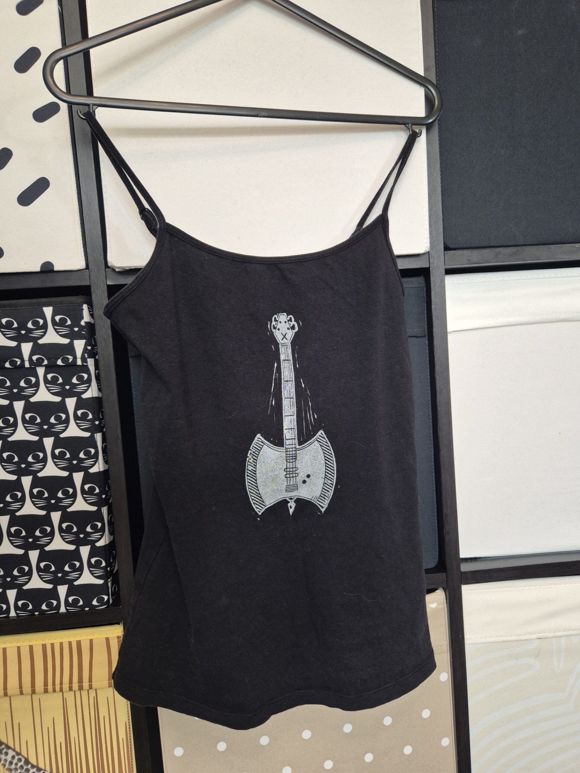 Black Marcelene’s Bass Axe Upcycled Top – Size XS/UK6-8