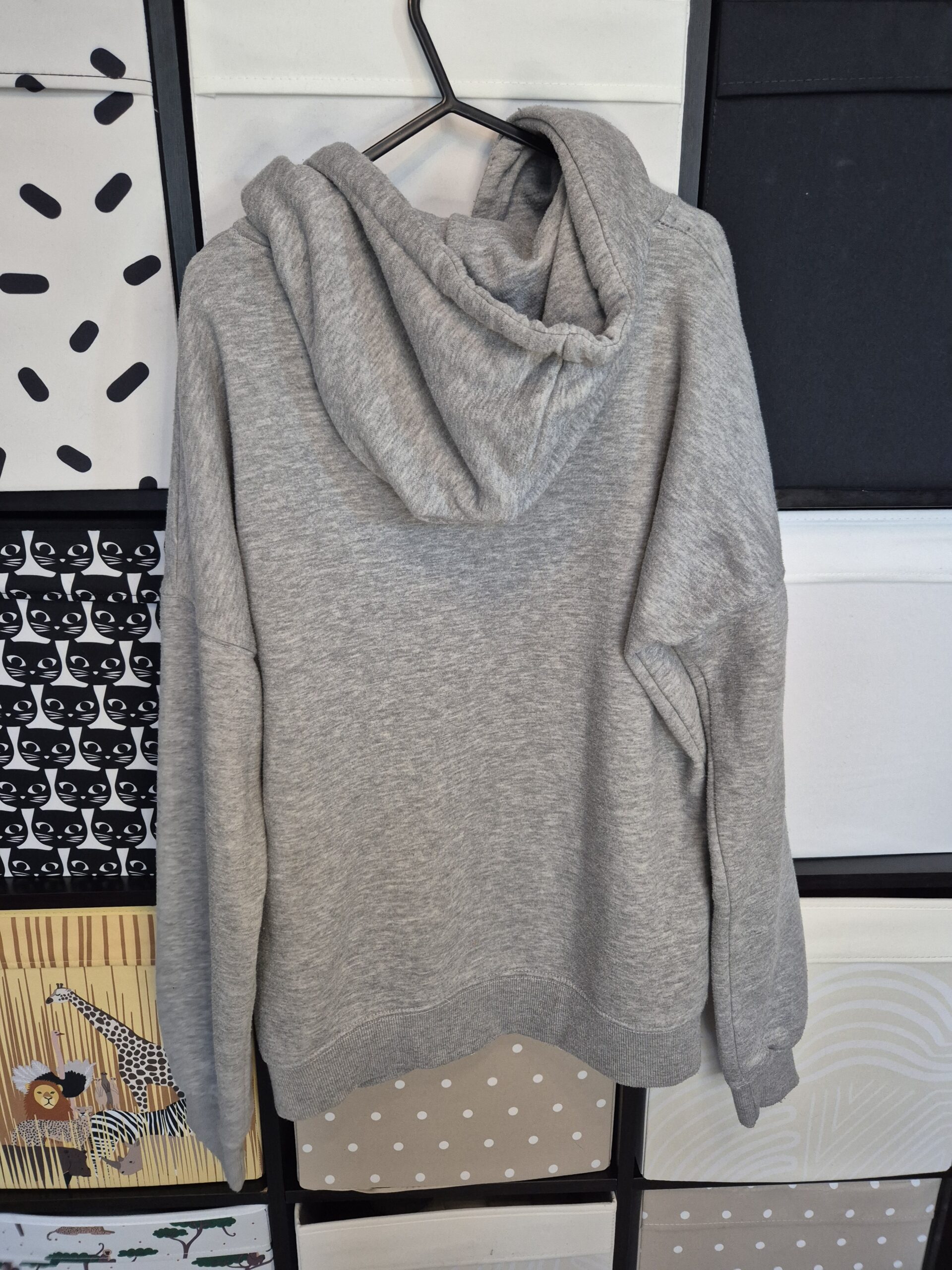 Grey Bug Themed Upcycled Pullover Hoodie - Size UK10/Medium - Image 8