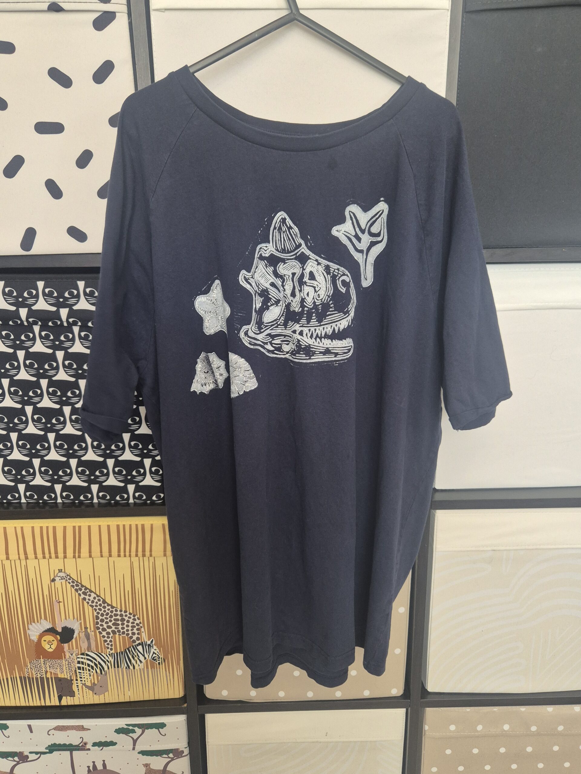 Navy Carnotaurus Upcycled T-Shirt - Size 2X-Large