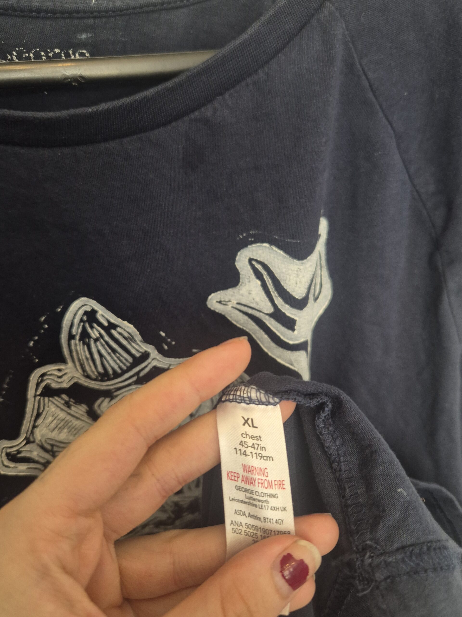 Navy Carnotaurus Upcycled T-Shirt - Size 2X-Large - Image 8