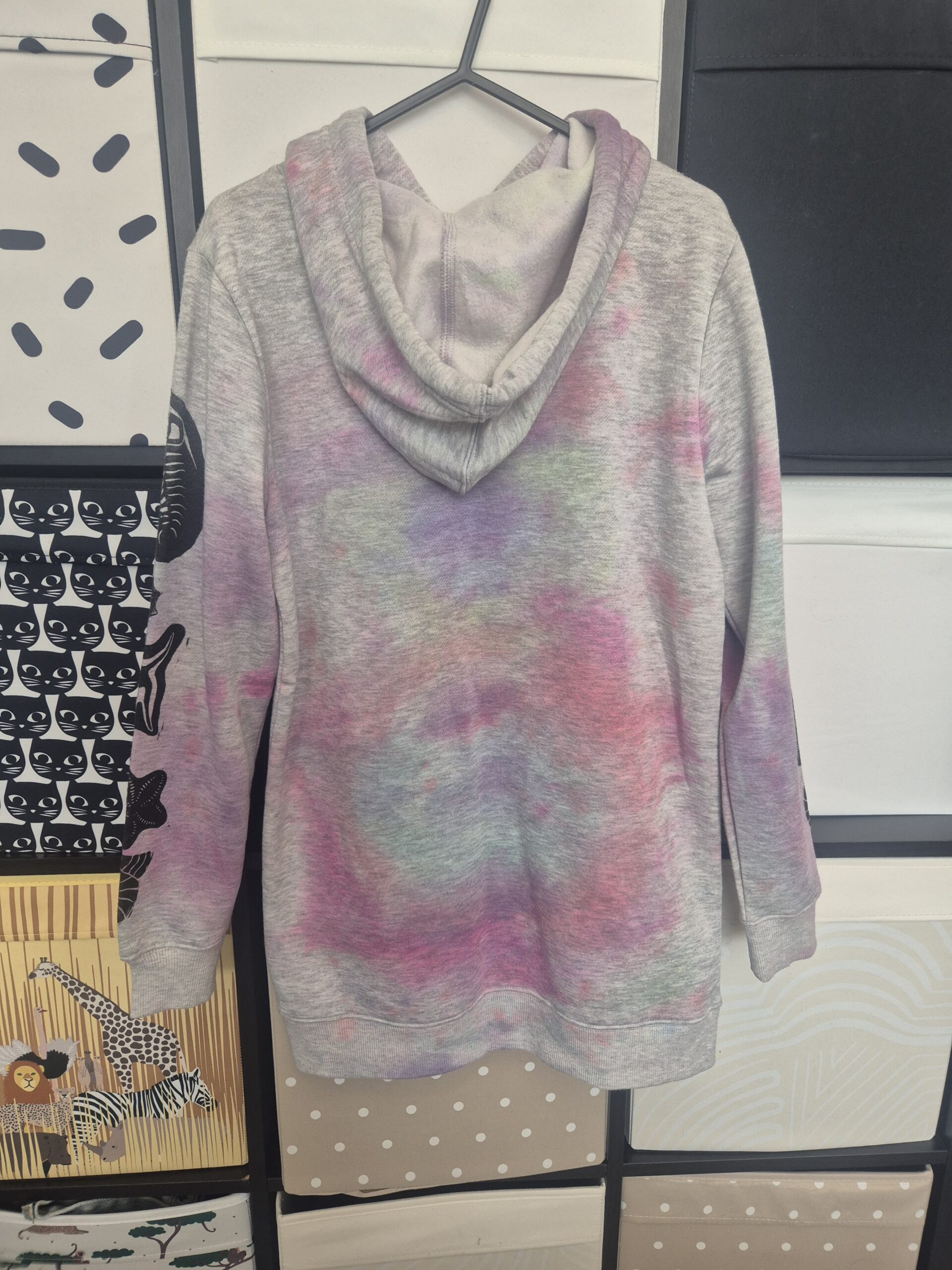 Tye Dye Pachycephalosaurus Upcycled Pullover Hoodie - Size Small - Image 11