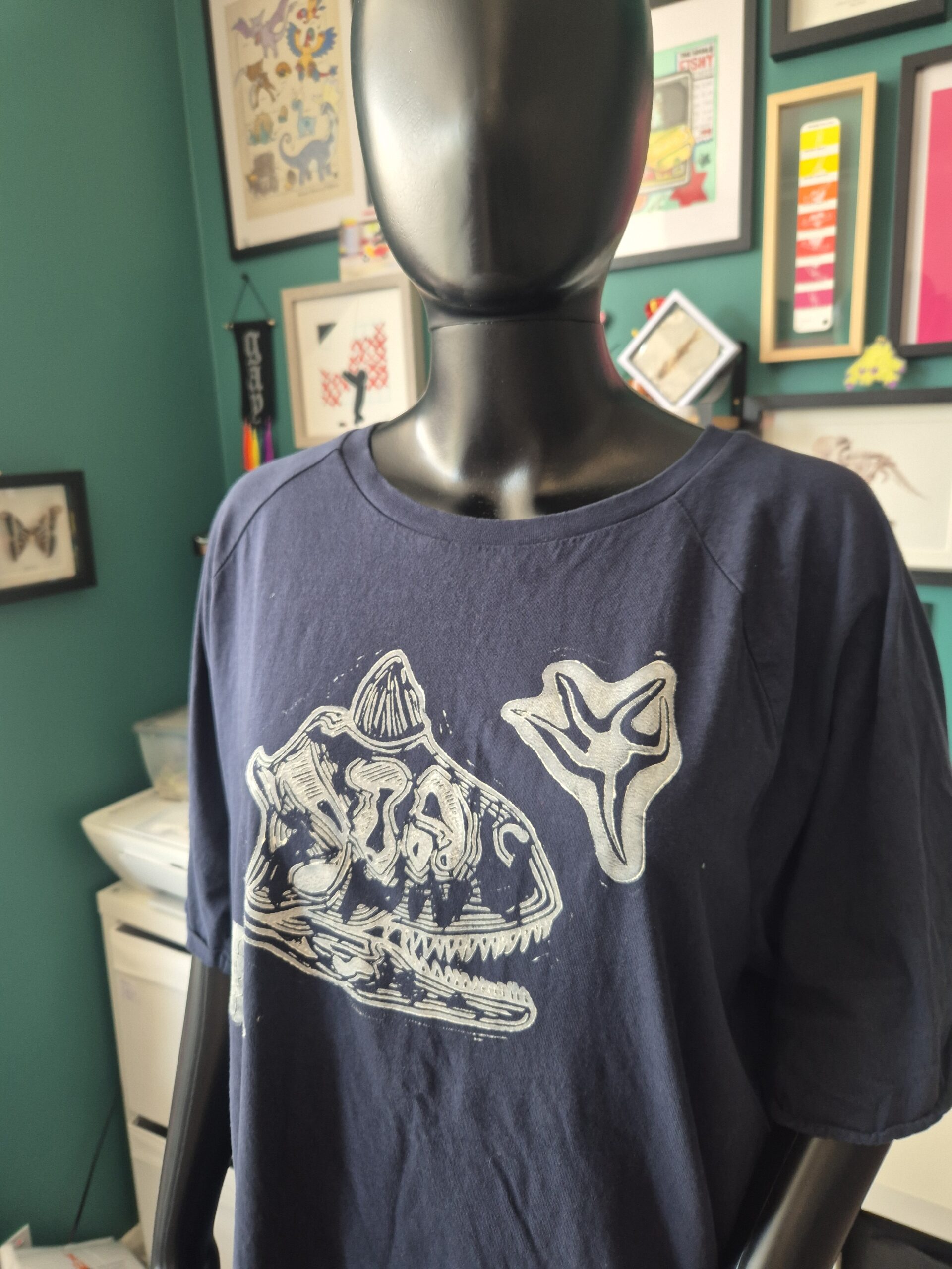 Navy Carnotaurus Upcycled T-Shirt - Size 2X-Large - Image 3