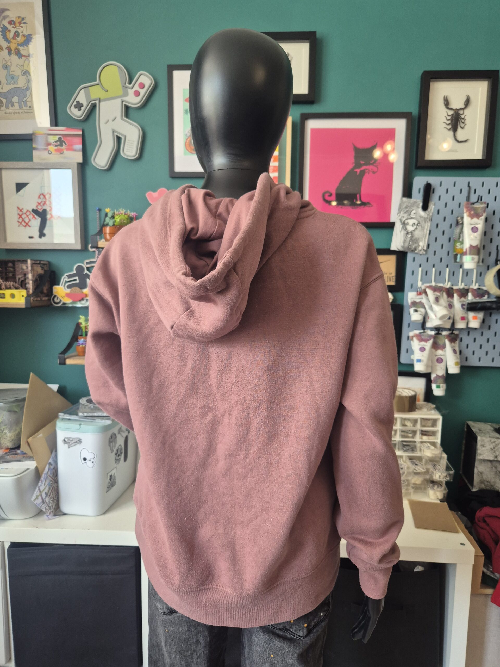 Terracotta Floral Upcycled Pullover Hoodie - Size Small - Image 4