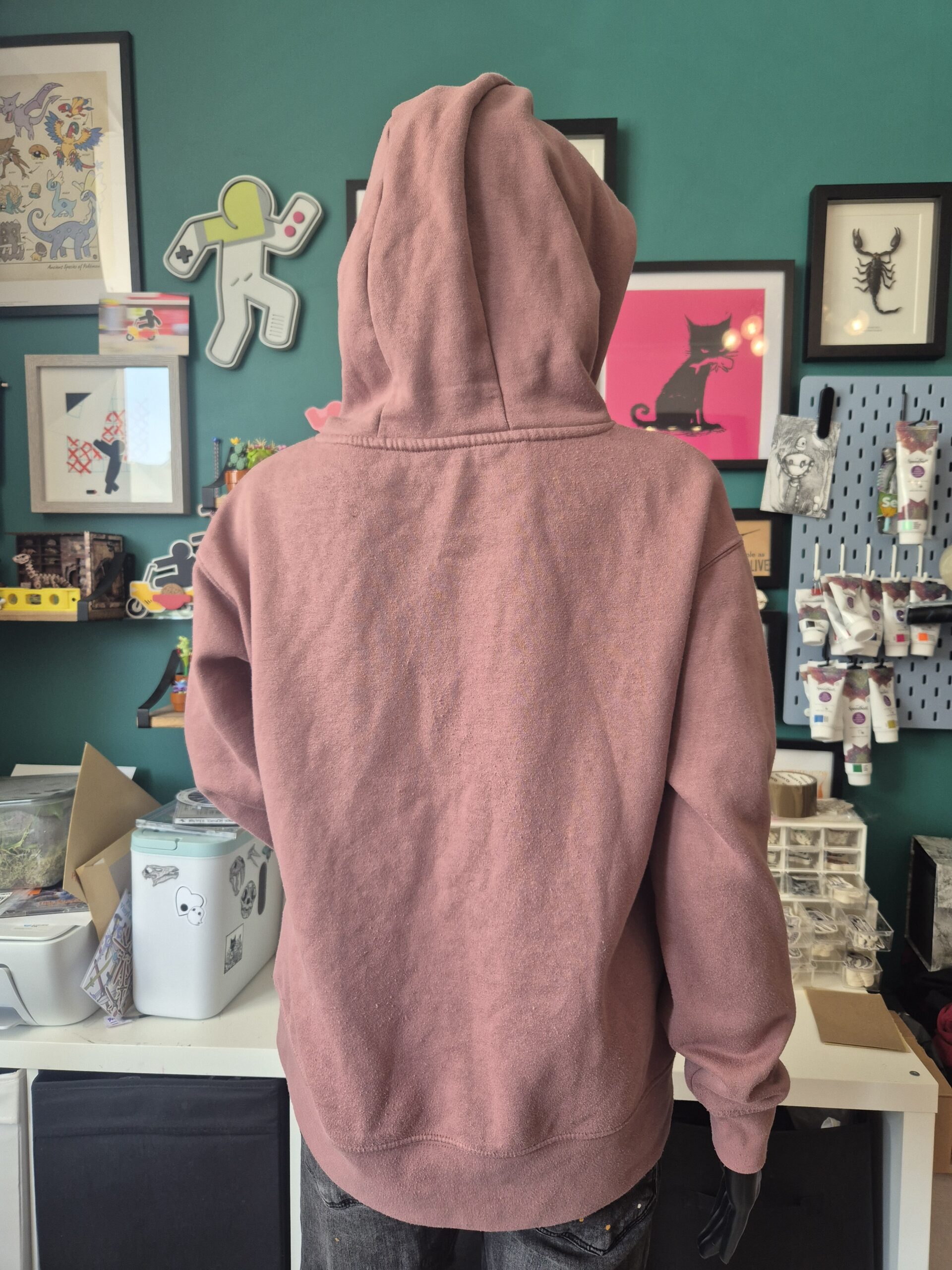 Terracotta Floral Upcycled Pullover Hoodie - Size Small - Image 5