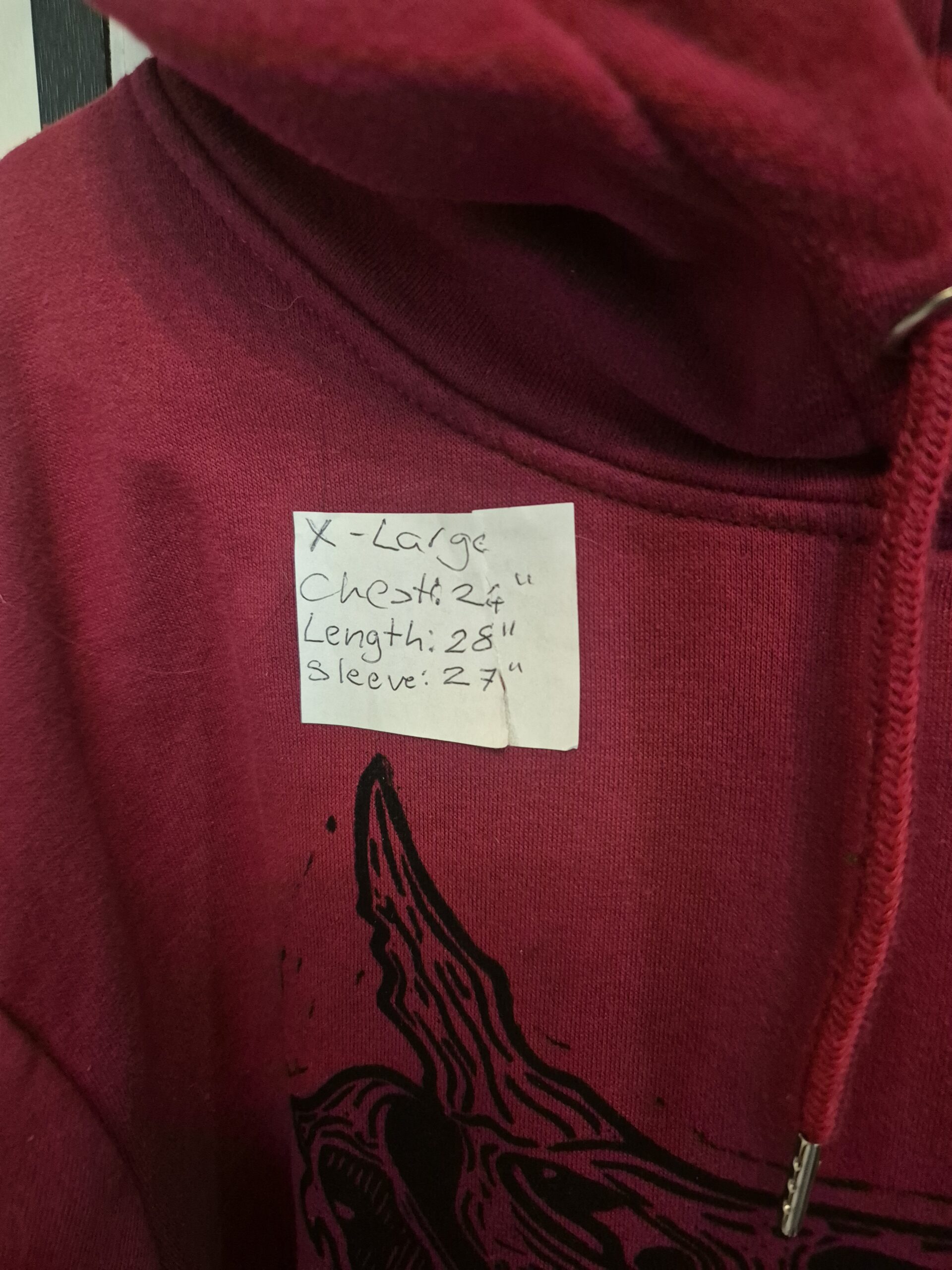 Red Spinosaurus Upcycled Pullover Hoodie - Size X-Large - Image 8