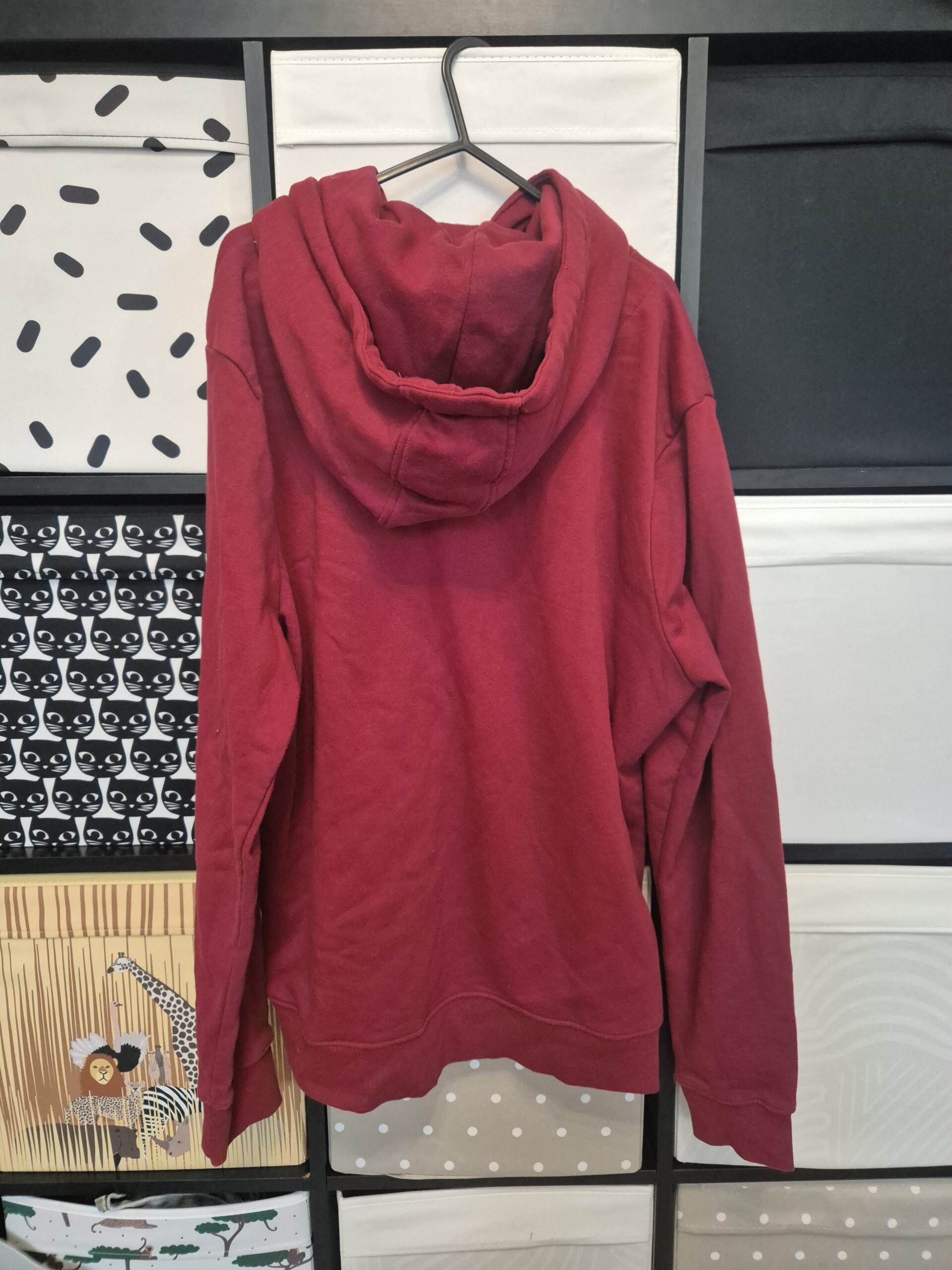Red Spinosaurus Upcycled Pullover Hoodie - Size X-Large - Image 7