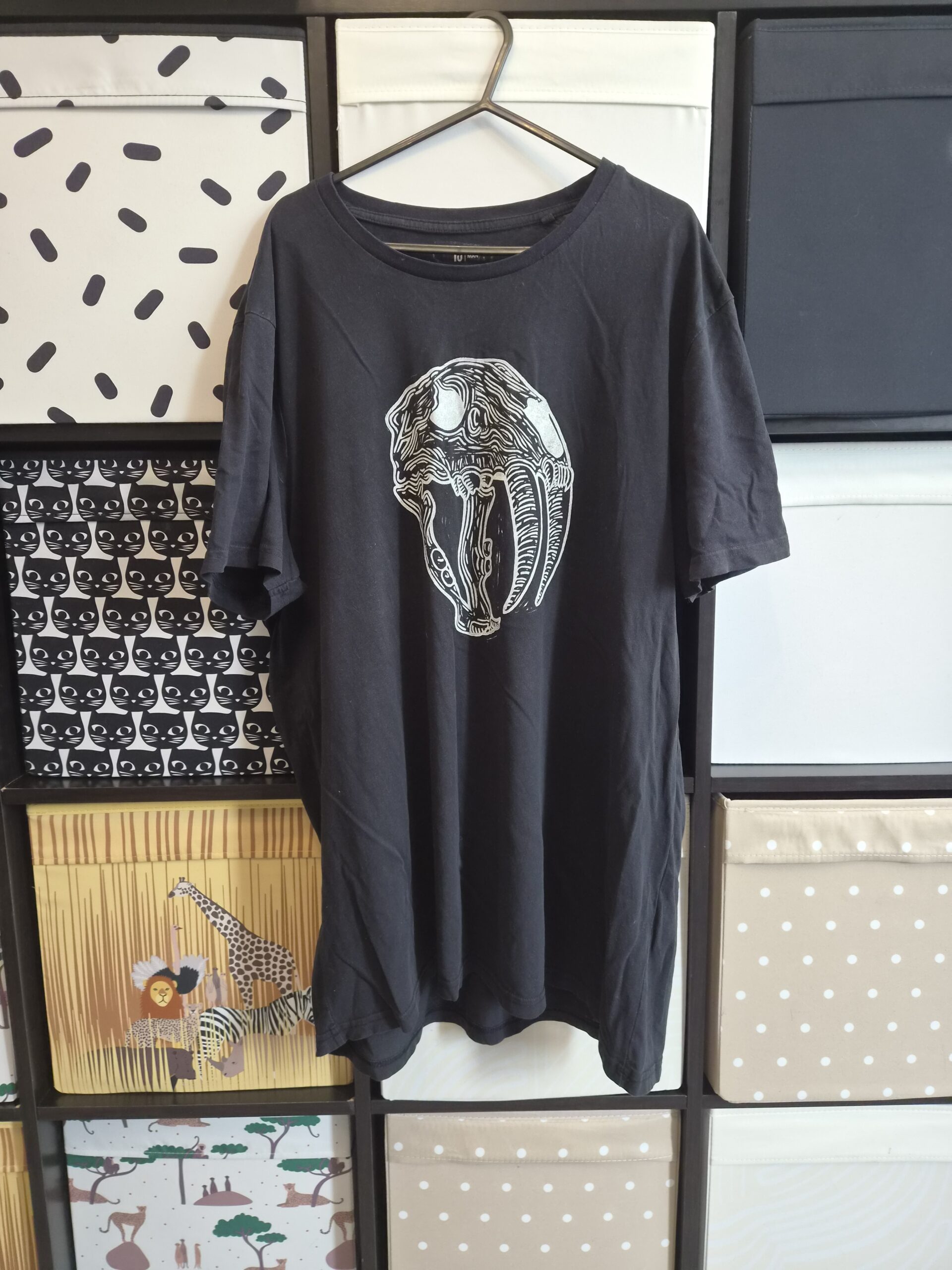 Black Smilodon Upcycled T-Shirt  – Size X-Large
