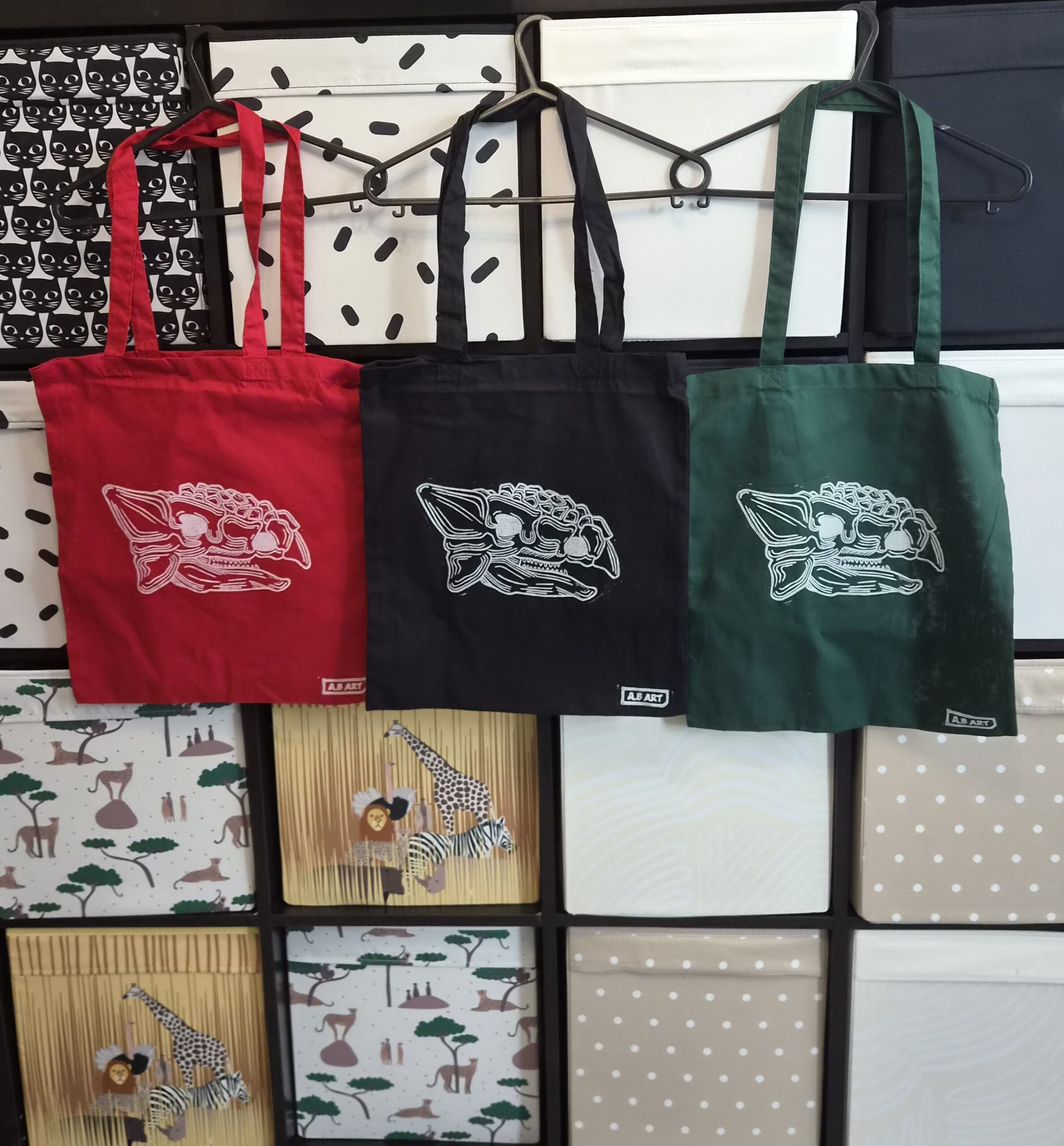 Ankylosaurus Tote Bag – Red, Green, Black